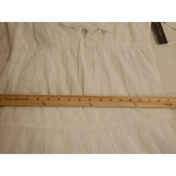 City Studios White Tiered Empire Fit & Flare Dress Size 9 Adjustable Straps - Picture 5 of 7